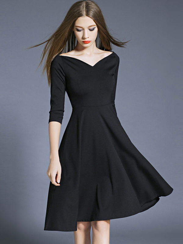 vneck black dress